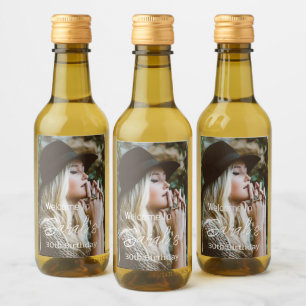 Étiquettes Pour Bouteilles De Vin Photo moderne 30e anniversaire Script de fête Pers