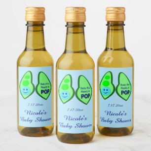 Étiquettes Pour Bouteilles De Vin Prêt à faire Pop Baby Boy Blue Pea Baby shower Per