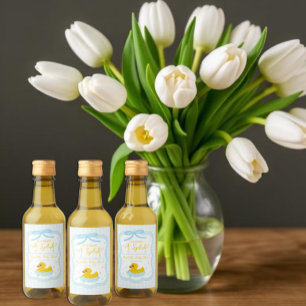 Étiquettes Pour Bouteilles De Vin Remerciements pour Baby Shower Gingham Garçon aux