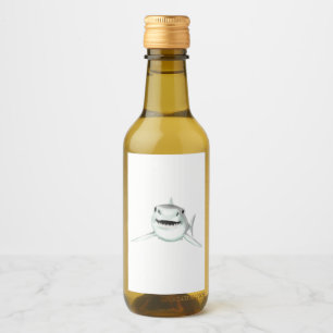 Étiquettes Pour Bouteilles De Vin requin aquarelle souriant gris vert océan animal