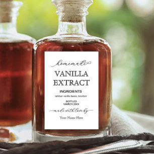 Étiquettes Pour Bouteilles De Vin Script Personnalisé Maison de Vanille Extrait Étiq