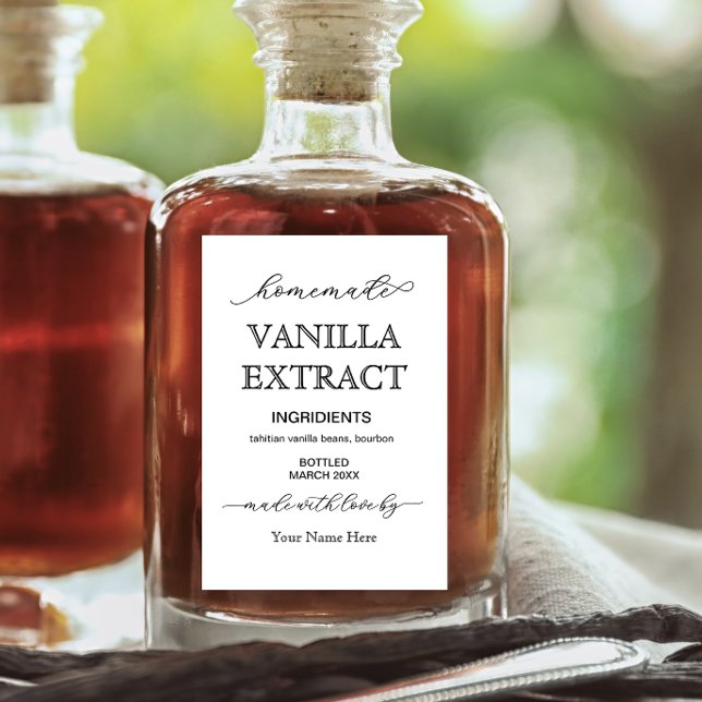 Étiquettes Pour Bouteilles De Vin Script Personnalisé Maison de Vanille Extrait Étiq (Créateur téléchargé)