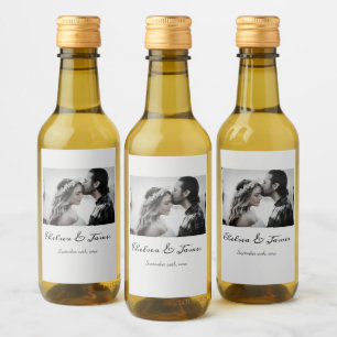 Étiquettes Pour Bouteilles De Vin Simple Calligraphie Photo Vin Mariage Fiançailles