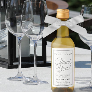 Étiquettes Pour Bouteilles De Vin Tag Mariage en argent Mini bouteille de vin Merci