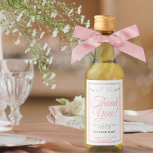 Étiquettes Pour Bouteilles De Vin Tag Merci de la mini bouteille de vin rose et gris