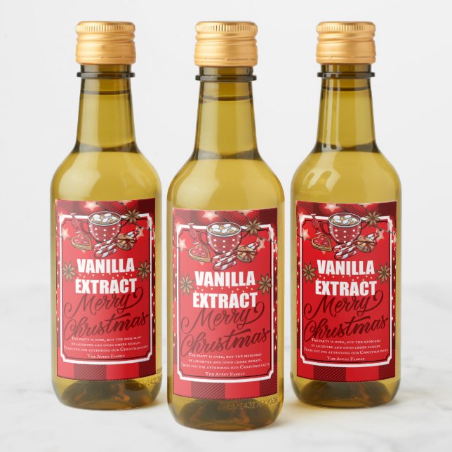 Étiquettes Pour Bouteilles De Vin Vanilla Extrait Favoriser Noël Fête Personnalisée (Bouteilles)