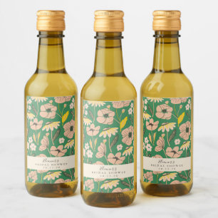 Étiquettes Pour Bouteilles De Vin Vintage Green Boho Floral Mariage Personnalisé sur