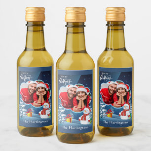 Étiquettes Pour Bouteilles De Vin Votre photo et nom(s) Noël