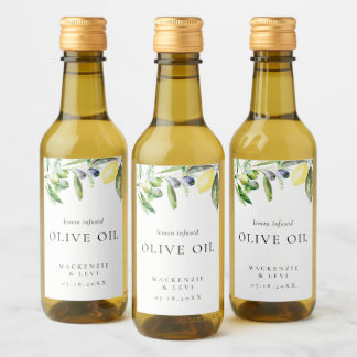Étiquettes Pour Bouteilles De Vin Watercolor Lemon Olive Oil Bottle Fovor Label