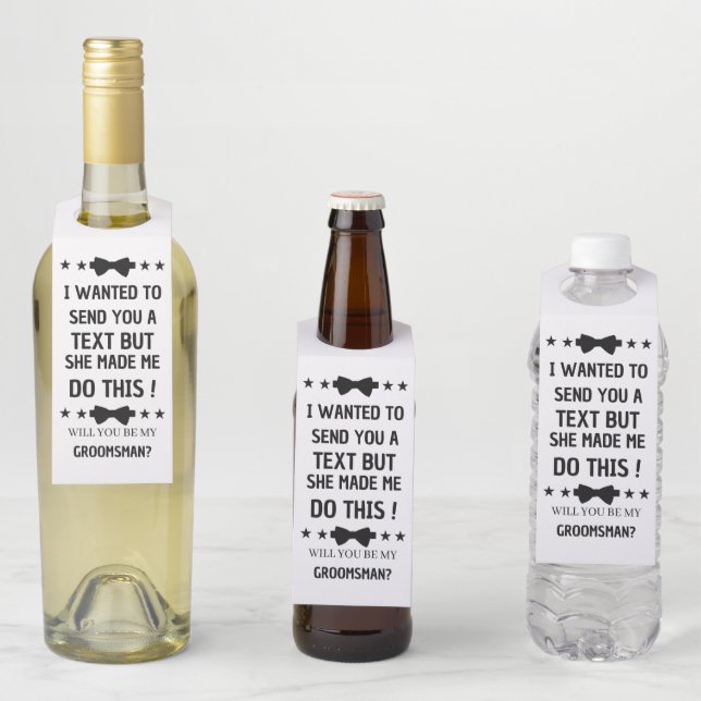 Étiquettes Pour Bouteilles Demande originale aux garçons d'honneur | Demande  (En situation)