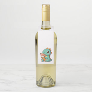 Étiquettes Pour Bouteilles Dino mignonne de glace mangeur