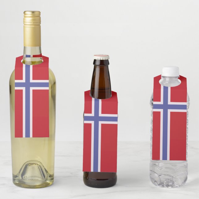 Étiquettes Pour Bouteilles Drapeau norvégien (En situation)