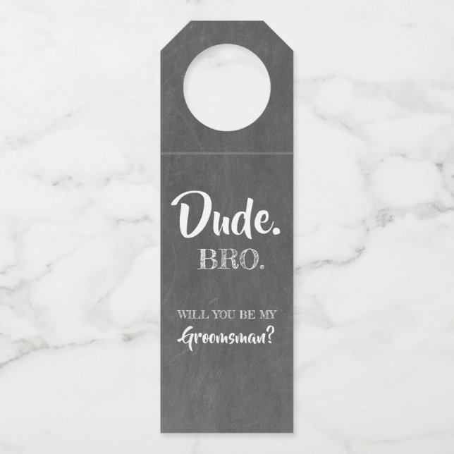 Étiquettes Pour Bouteilles Dude Bro - Proposition amusante pour les Groomsmen (Devant)