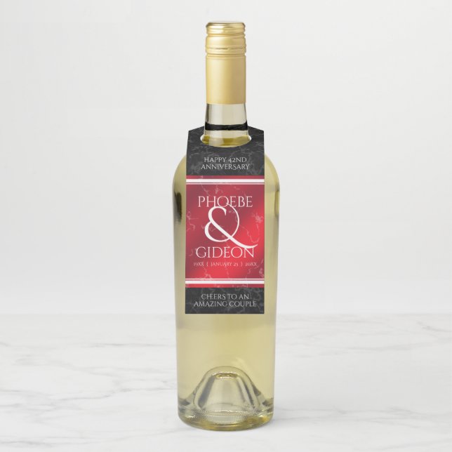 Étiquettes Pour Bouteilles Élégant 42e anniversaire du Mariage Jasper (Sur bouteille)