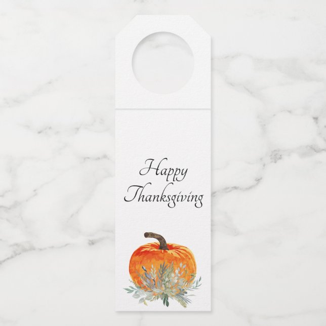 Étiquettes Pour Bouteilles Élégant Citrouille Bon thanksgiving (Devant)