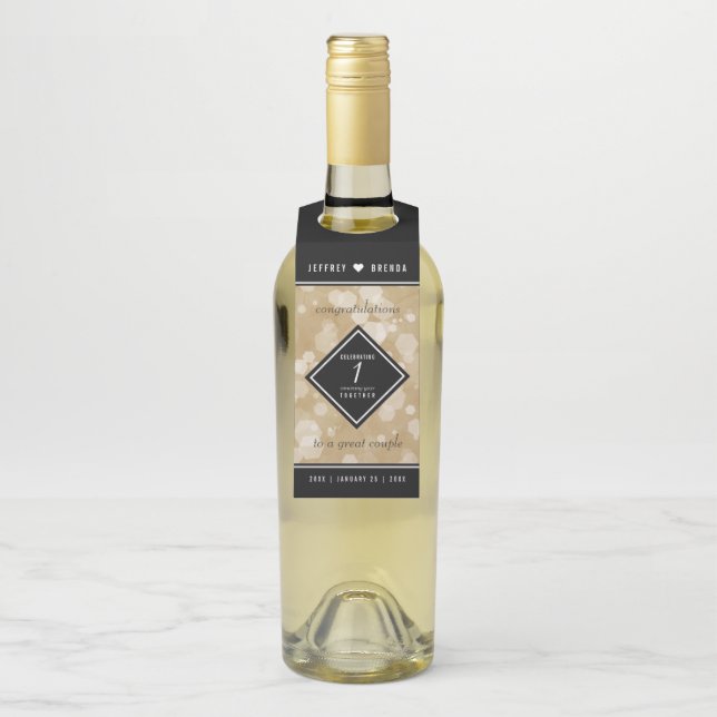 Étiquettes Pour Bouteilles Élégante fête du 1er anniversaire du Mariage de pa (Sur bouteille)