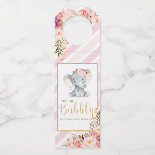 Étiquettes Pour Bouteilles Elephant Baby shower Pop the Bubbly Champagne Tags