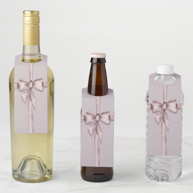 Étiquettes Pour Bouteilles Emballé dans un ruban rose (En situation)