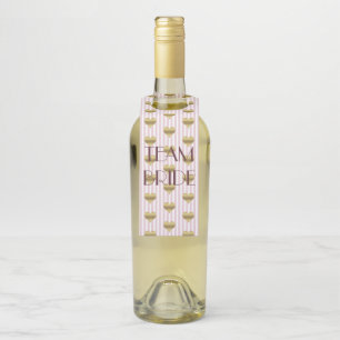 Étiquettes Pour Bouteilles Équipe Mariée Amour Rose Fête de Mariage