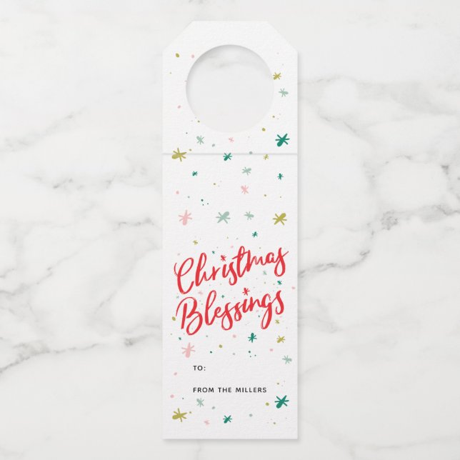 Étiquettes Pour Bouteilles Étoiles et bénédictions de Noël (Devant)