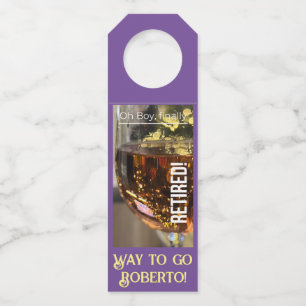 Étiquettes Pour Bouteilles Fancy Retirement Celebration Bottle Hanger Tags