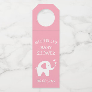 Étiquettes Pour Bouteilles Fête de baby shower éléphant rose mignon personnal