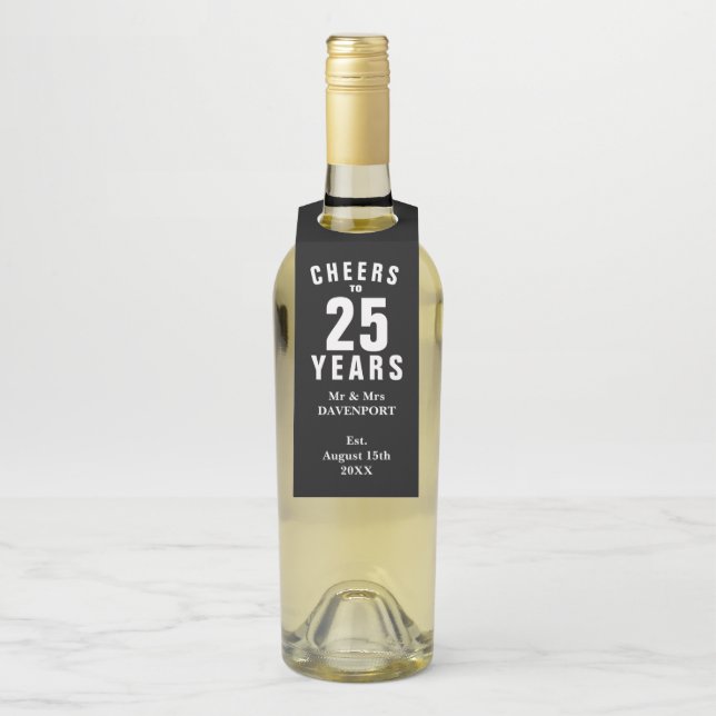 Étiquettes Pour Bouteilles Fête du 25e anniversaire du mariage personnalisé (Sur bouteille)
