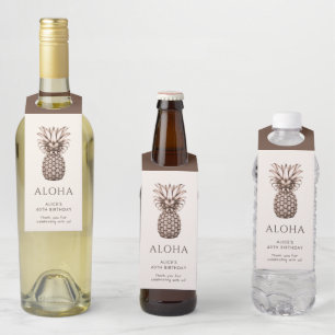 Étiquettes Pour Bouteilles Fête tropicale Aloha avec ananas vintage