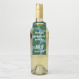 Étiquettes Pour Bouteilles Feuilles de palmier Monstera tropicales personnali