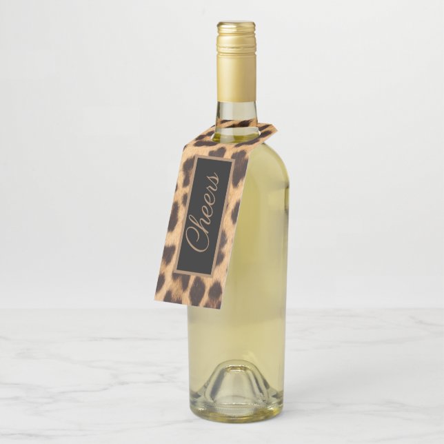Étiquettes Pour Bouteilles fille chic sauvage fête imprimé léopard à votre sa (Incliné)