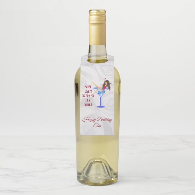 Étiquettes Pour Bouteilles Fille Et Verre (Sur bouteille)