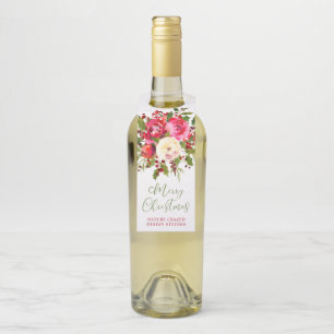 Étiquettes Pour Bouteilles Fleurs de Noël