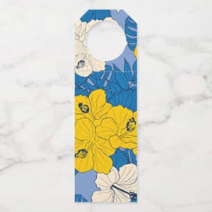 Étiquettes Pour Bouteilles Fleurs et feuilles d'Hibiscus  