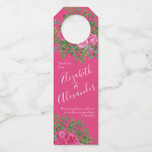 Étiquettes Pour Bouteilles Floral rose Mariage moderne