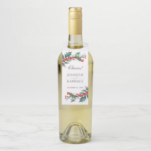 Étiquettes Pour Bouteilles Flore de Fête de Noël Aquarelle Botanique