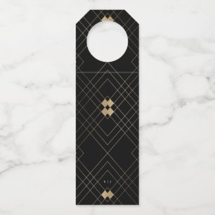 Étiquettes Pour Bouteilles Gold Diamond noir Géométrique Mariage Gatsby