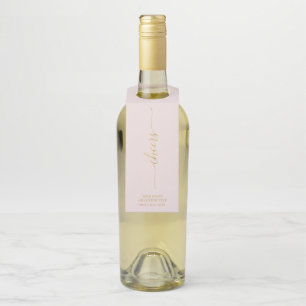 Étiquettes Pour Bouteilles Gold & Pink Élégant Minimal Script Tchin Tchin Fêt