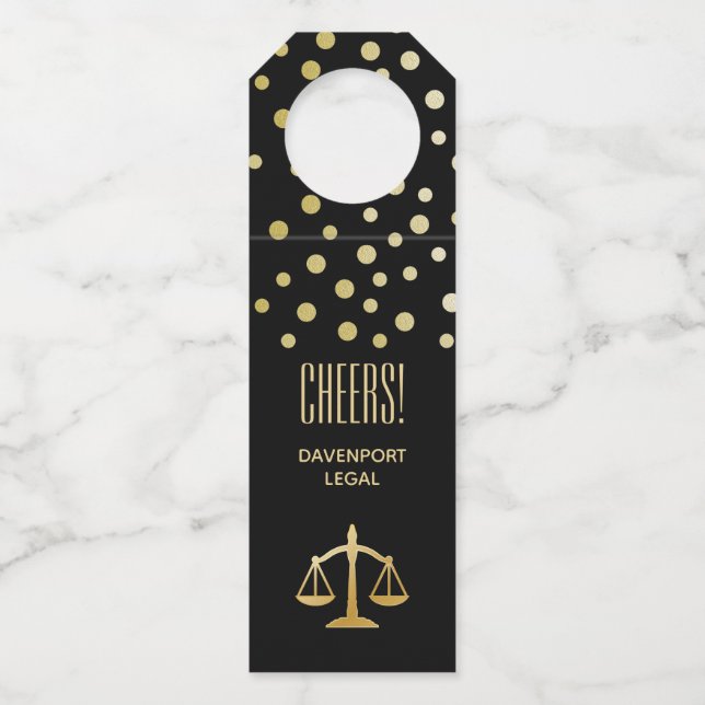Étiquettes Pour Bouteilles Golden Scales of Justice Law Theme (Devant)