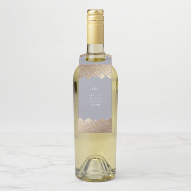 Étiquettes Pour Bouteilles Graisse géométrique Gris Gold Gatsby Mariage (Sur bouteille)