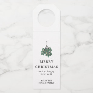 Étiquettes Pour Bouteilles Guirlande minimaliste de Noël verte