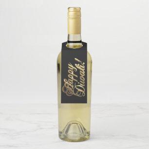 Étiquettes Pour Bouteilles Happy Diwali Elegant Typographie Black Gold