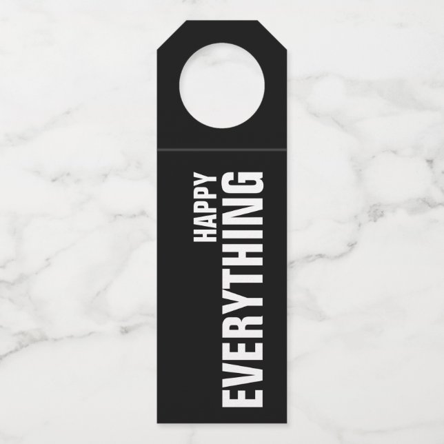 Étiquettes Pour Bouteilles HEUREUX TOUT sur le noir (Devant)