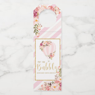 Étiquettes Pour Bouteilles Hot Air Balloon Pop the Bubbly Champagne Tags