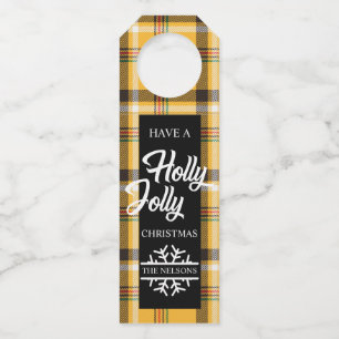 Étiquettes Pour Bouteilles Houx jaune de plaid de tartan très
