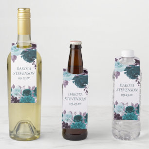 Étiquettes Pour Bouteilles Humeur Bohème   Rose sarcelle et violet aubergine 