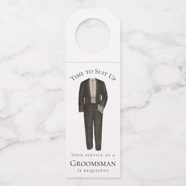 Étiquettes Pour Bouteilles Il est temps de convenir à Groomsman Proposition V (Devant)