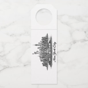 Étiquettes Pour Bouteilles Illustration de la ligne d'horizon de la ville de