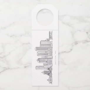 Étiquettes Pour Bouteilles Illustration minimaliste de l'horizon de la ville 