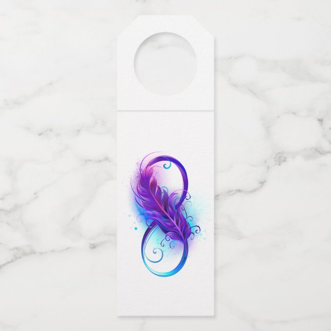 Étiquettes Pour Bouteilles Infinity with purple feather (Devant)