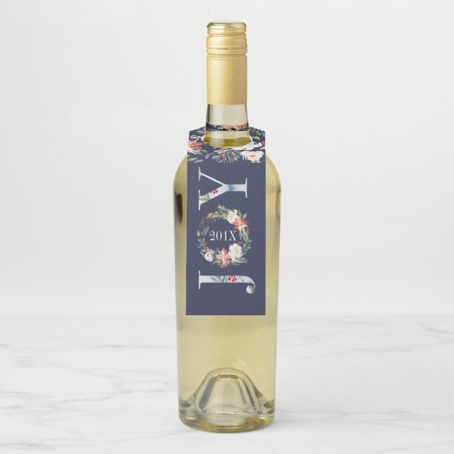 Étiquettes Pour Bouteilles Joie Serre de Noël & Typographie (Sur bouteille)